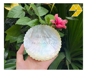 Round Mother of Pearl Decorative Plate Scalloped Edge Shimmering Shell Plate Jewelry Holder Elegant Gift Plate Luxury <b>MOP</b> Dish - Product Image 5