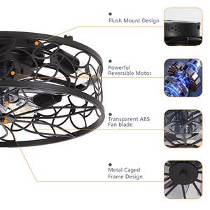 Ventilador de Techo Vintage de 18 Pulgadas con Jaula, Silencioso, Reversible, Motor de CC de 6 Velocidades, Control Remoto, Estilo Industrial para Sala de Estar - Product Image 6