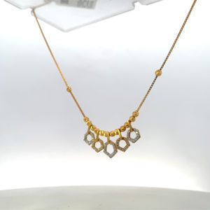 Chaîne en or 22 carats, pendentif géométrique moderne en or, bijoux de mariage indiens traditionnels, délicats - Product Image 4