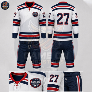 Sublimated Team Uniform Breathable Moisture Wicking Athletic Sportswear Factory Direct Custom Ice Hockey Jersey and Padded Pants - Product Image 5