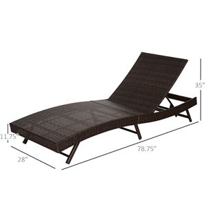 Sdraio da Patio Regolabile a 5 Posizioni, Sedia da Sole in Rattan PE per Esterni, 78 Pollici, con Cuscino per Prendere il Sole - Product Image 3