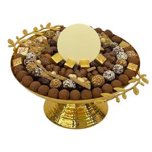 Bol à chocolat en métal plaqué argent de qualité supérieure avec support en bois, texture martelée faite à la main, bol décoratif pour servir des desserts sucrés - Product Image 4