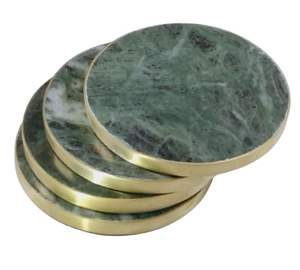 Posavasos Redondos de Mármol con Incrustaciones de Latón, Mini Accesorios Decorativos para Mesa de Comedor, para Tazas, Vasos y Platos Calientes - Product Image 1