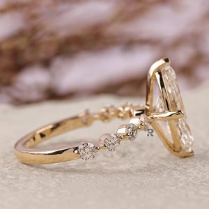 แหวนหมั้นและแต่งงานสำหรับผู้หญิง Vivian Marquise Unique ทอง 10K 14K 18K เพชร 1 กะรัต 2 กะรัต 3 กะรัต 4 กะรัต 5 กะรัต IGI สี D ระดับความสะอาด VS1 เพชรเพาะเลี้ยง - Product Image 3