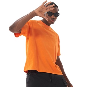 Relaxed Oversized T-<b>Shirt</b> <b>Orange</b> Cotton Drop Shoulder Crewneck Boxy Fit Short Sleeve Streetwear Casual Tee Custom Logo OEM DDP - Product Image 1