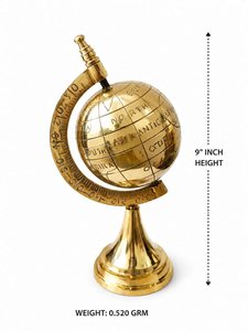 Globe terrestre décoratif de style antique en laiton doré avec carte du monde gravée, pour la maison, le bureau ou la bibliothèque - Product Image 3