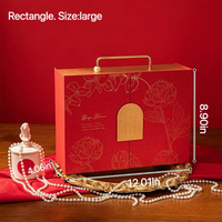 Boîte cadeau de luxe personnalisée avec ouverture à double porte et poignée en cuir | Emballage cadeau de style chinois pour mariage, fête, fête prénuptiale