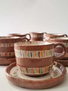 Vintage Japanese Bohemian Light Luxury Retro Ceramic Coffee <b>Cup</b> and Saucer Set with Handle Exquisite High-End Export By UO INDIA - Product Image 3