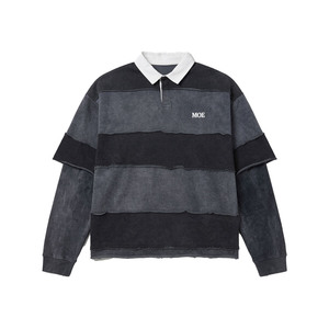 Camisas de hombre de algodón grueso con paneles desgastados y cuello, corte holgado oversize, estilo streetwear, personalización de marca, fabricación OEM, suministro a granel - Product Image 2