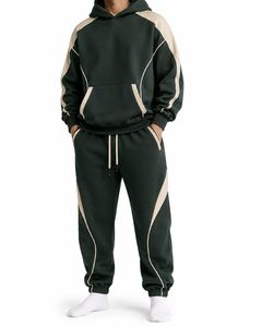 Ensembles de survêtements amples personnalisés pour hommes en polyester/coton, respirants, épais, décontractés, de haute qualité, pour l'hiver, vente en gros - Product Image 1