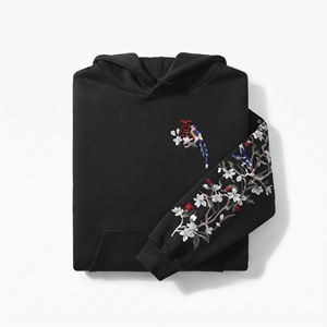 Sudadera con Capucha para Hombre, 100% Algodón, 280g, con Bordado Floral y Diseño de Pájaro, Corte Regular, Estilo Casual para Otoño - Product Image 6