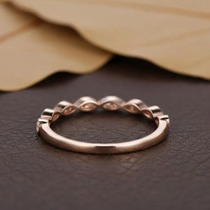 Belle bague demi-éternité en zircon cubique, coupe ronde, alliance de mariage en argent sterling 925, bijoux de mariage pour anniversaire - Product Image 4