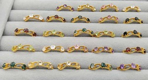 Handmade Three Stone Assorted Gold Plated Ring Women's Fashion Wholesale Bulk Ring Custom Assorted Jewelry - Product Image 2