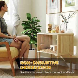 Grande Gabbia in Legno per Criceti 71 x 41 x 75 cm, in Legno Naturale con Gambe Stabili per Criceti Siriani, Criceti Nani, Gerbilli, Ragni - Product Image 6