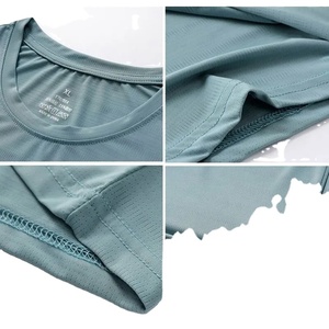 Camiseta de Manga Corta para Hombre, Cuello Alto, Tallas Grandes, Transpirable, de Poliéster/Algodón, de Alta Calidad, con Hombros Caídos, Estilo Lujoso - Product Image 2