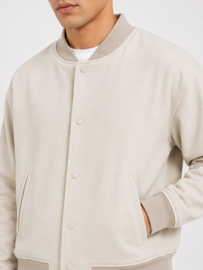 Blouson Teddy Homme Beige Imperméable en Coton Couleur Unie Col Rabattu Coupe Droite Vêtement d'Extérieur Automne ODM - Product Image 4