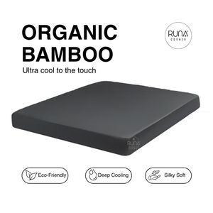 Premium 100% Organic Bamboo Fabric Dark Gray Fitted <b>Sheet</b> Silky Soft 300TC Deep Cooling Eco-Friendly - Product Image 1