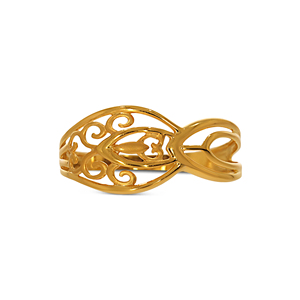 Anillo de Oro Mirage Filigree Imperial con Corazón y Aro, Anillo Audaz de Oro de 18K con Motivo de Corazón Elaborado y Diseño de Rejilla - Product Image 3