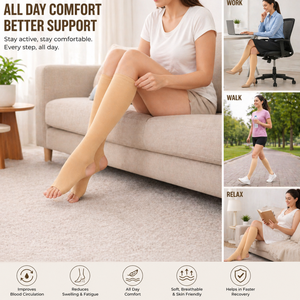 Calf Compression Support Sleeves Open <b>Toe</b> | Graduated Compression <b>Socks</b> <b>for</b> Running Travel Recovery Leg Stability Men Women - Product Image 5