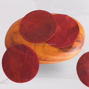 Genuine Leather Coasters Luxury Corporate Giveaways Round Beverage Coasters Set Protective <b>Desk</b> Cup <b>Mat</b> LC-0020 - Product Image 6