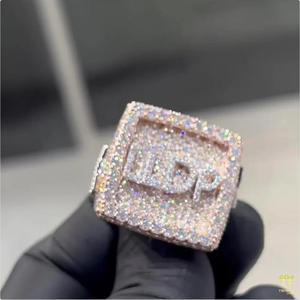 Lab Grown Diamond Iced Out Custom <b>Initial</b> <b>Ring</b> in 14K Rose Gold Micro Pave Hip Hop Statement <b>Ring</b> for Men Luxury Designer <b>ring</b> - Product Image 5
