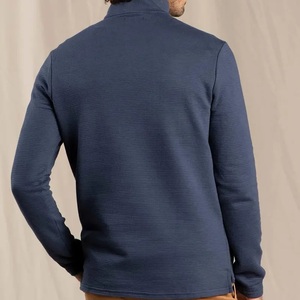 Pull tricoté gris à manches courtes et col montant pour homme, coupe décontractée, respirant, 100 % coton, avec logo frontal - Product Image 6