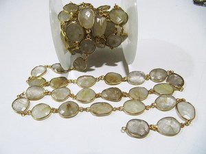Natural Golden Rutilated Quartz Nugget Briolette Connector Uneven Free Shape <b>Chain</b> - Product Image 2