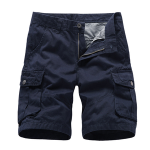 Shorts cargo pour homme, couleur unie, taille mi-haute, fermeture boutonnée, avec poches, vêtements décontractés, respirants, en toile, style Bermuda - Product Image 2