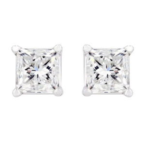 Boucles d'oreilles clous de luxe en argent 925 plaqué rhodium, diamant taille princesse 4 carats IGI, pour fiançailles, mariage, fête, cadeau - Product Image 2