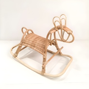 Muebles Infantiles, Caballitos Balancines para Niños, Juguetes de Patio para Niños Pequeños, Silla Balancín de Ratán Natural, Juguetes para Bebés - Product Image 5