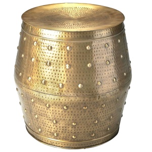 Table d'appoint en aluminium orné de haute qualité, mobilier de qualité supérieure, accent en métal, tables ottomanes pour hôtel, maison, salon, laiton - Product Image 1