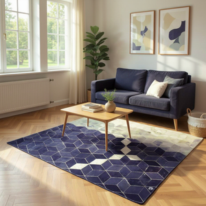 Tapis d'intérieur en similicuir tissé à la main sur mesure, tapis patchwork vegan écologique pour salon moderne - Product Image 5
