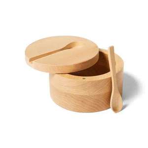Boîte à sel moderne en bois d'olivier avec couvercle en bois, design pour comptoir de cuisine, organisation des épices, en bois naturel fait main, compatible lave-vaisselle - Product Image 3
