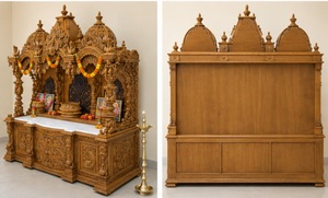 Super Large Size Designer Pooja Temple with Storage Cabinet Custom Made Handcrafted Puja <b>Mandirs</b> For Villas Wholesale Prices - Product Image 4