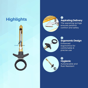 Black Gold Manual Dental Syringe 1.8ml Aspirating Stainless Steel Cartridge Reusable Autoclavable Ergonomic <b>Grip</b> Dental - Product Image 3