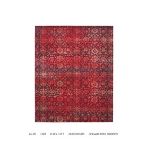 Hand-Knotted Silk & Wool <b>Rug</b> Oxidized Floral Distressed Design Low <b>Pile</b> Medium <b>Thickness</b> Luxury Living Room Carpet - Product Image 3
