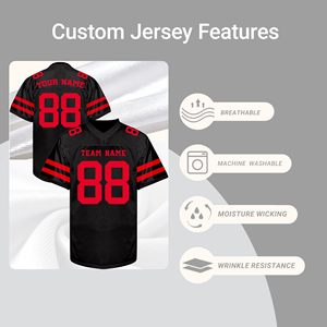 Maillot de football américain personnalisé style universitaire en mélange polyester-spandex avec logo brodé, respirant et à séchage rapide – Fournisseur en gros - Product Image 3