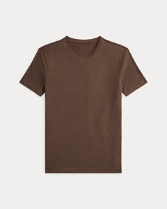 Camiseta de Manga Corta para Hombre, Color Marrón Sólido, Teñida, 100% Algodón, Cuello Redondo, Informal, Ecológica, Cómoda para el Verano - Product Image 1