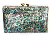 Sac à main de soirée en forme de coquille d'ormeau aquatique scintillante, cadre fin, pochette, sac à main
