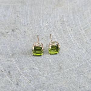 Handmade Cushion Peridot <b>Stud</b> <b>Earrings</b> 925 Sterling <b>Silver</b> Natural Gemstone Jewelry Elegant Gift For Women - Product Image 3
