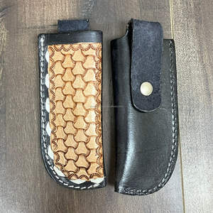 Personalized Western Trending Design Hand Tooled Cow Leather Folding Knife Clip Case Genuine Leather Knife <b>Pouch</b> with <b>Belt</b> Loop - Product Image 5