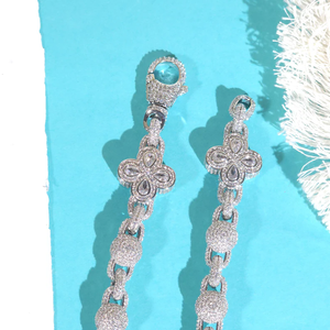 Collier de luxe en moissanite à maillons floraux, chaîne de déclaration entièrement pavée, bijoux fins étincelants, cadeau pour hommes et femmes - Product Image 4