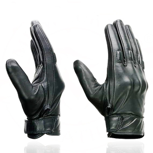 Samroz Sports Men's Grey Perforated Leather Full Finger Motorcycle Hand <b>Gloves</b> W/Breathable ‘Open Knuckle - Product Image 5