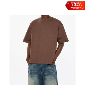 Wholesale Men Streetwear Boxy T-Shirt High Density Heavy Cotton Top Men Loose Fit Boxy Shirt Vintage <b>Washed</b> Heavy Cotton T-Shirt - Product Image 1