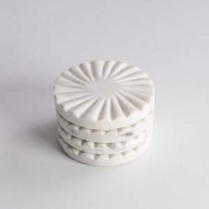 natural white marble round coaster gold <b>christmas</b> <b>tree</b> inlay drink coaster stone coaster cup coaster coffee coaster tea coaster - Product Image 4