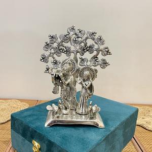 Figura de Radha Krishna en Plata con Base de Árbol y Caja de Regalo - Product Image 1