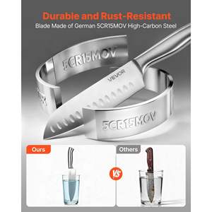 Ensemble de couteaux de cuisine en acier inoxydable allemand à haute teneur en carbone de 15 pièces avec manche ergonomique et aiguiseur en bois pour les cuisiniers à domicile - Product Image 4