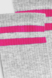 Hot Selling Sportswear & Streetwear Knitted Pink Stripes Athletic <b>Socks</b> Custom Knitted Logo Breathable Mid Length <b>Socks</b> - Product Image 6
