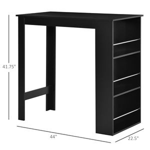 Mesa de <span class=keywords><strong>Bar</strong></span> negra moderna, mesa de comedor de altura con 3 estantes de almacenamiento para cocina, comedor, sala de estar - Product Image 3