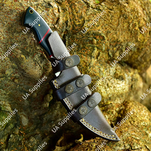 Cuchillo de Supervivencia de Acero de Damasco Forjado a Mano de Primera Calidad, Hoja Fija, para Campismo, Caza, Uso Diario, con Mango de Micarta y Funda - Product Image 6